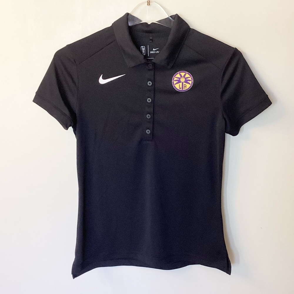 Nike WNBA Short Sleeve Los Angeles Sparks Dri-Fit Polo Shirt - Black - S